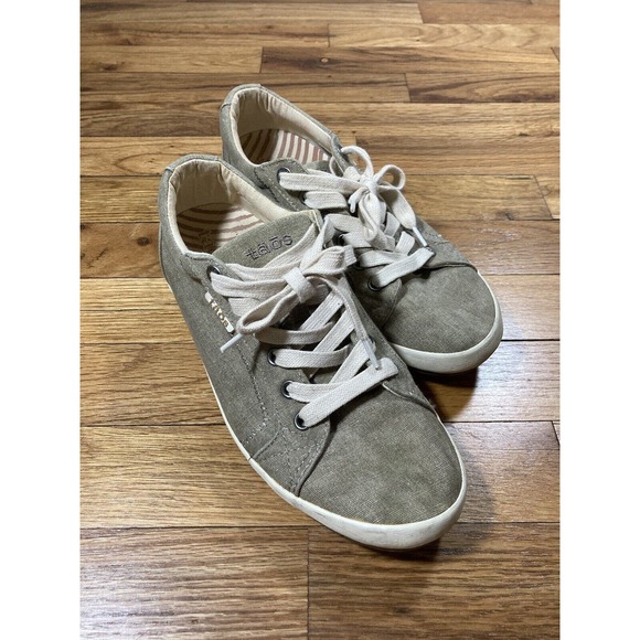 Taos Footwear Shoes - Taos Womens Size 9 Brown Khaki Tan Canvas Lace Up Sneaker Shoes